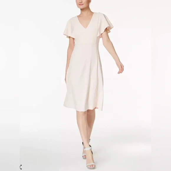 Calvin Klein | Dresses | Calvin Klein Petite Fluttersleeve Aline Pale Pink Dress | Poshmark Calvin Klein | Dresses | Calvin Klein Petite Fluttersleeve Aline Pale Pink Dress | Poshmark